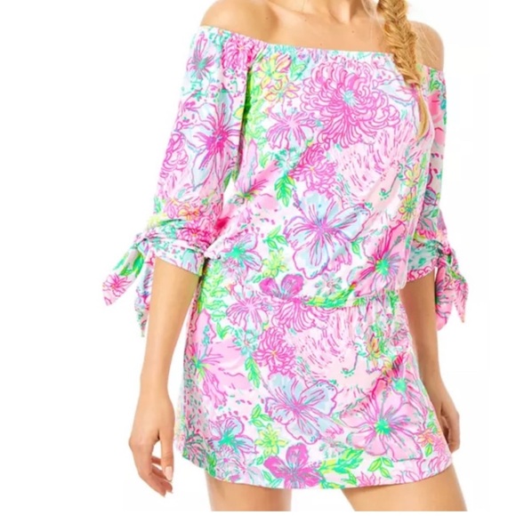 Lilly Pulitzer Pink and Green Floral Romper - Picture 1 of 4
